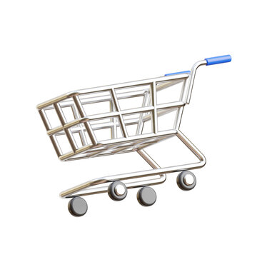 Trolley 3d icon isolated White Background 3d rendering