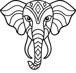 Ornamental Elephant Face Outline