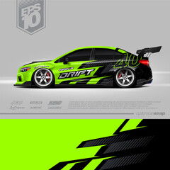 Racing car wrap design vector. Graphic abstract stripe racing background kit designs for wrap vehicle, race car, rally, adventure and livery. Full vector eps 10	
