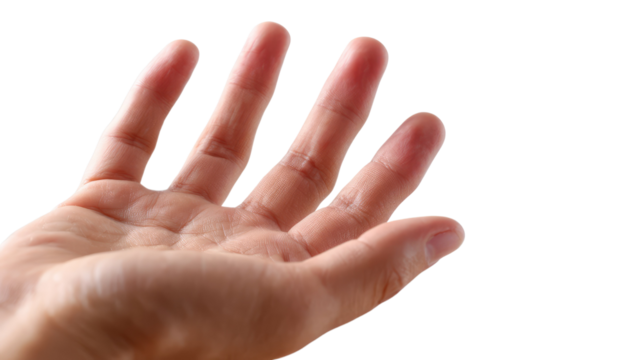 Open Hand, Offering Support: A close-up shot of an outstretched hand, conveying an unspoken message of support and offering, symbolizing connection and assistance.