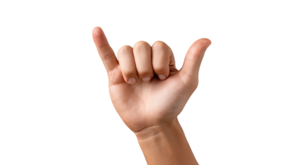 Shaka Sign: A captivating shot of a hand making the "Shaka" sign, a symbol of friendliness and the Aloha spirit. A gesture of connection and good vibes.