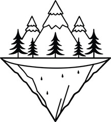 Volcano Mountain with Floating Island ©  anjalistudio