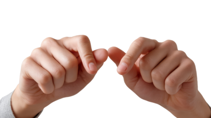 Hands Gesturing Precision: A closeup shot captures two hands performing a precise gesture. This image highlights the focus, delicate movements, and intentional actions.