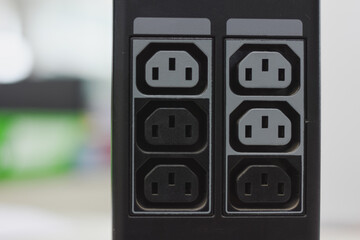 Black electrical sockets and plugs