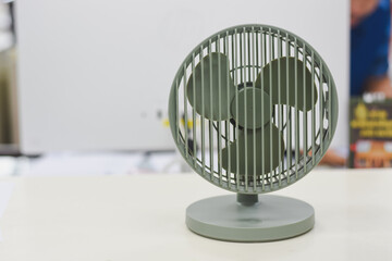 Close-up view of a green fan