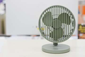 Close-up view of a green fan
