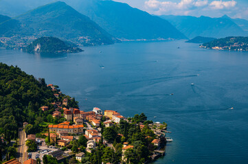 The village of Varenna, on Lake Como, photographed on a summer day. 
