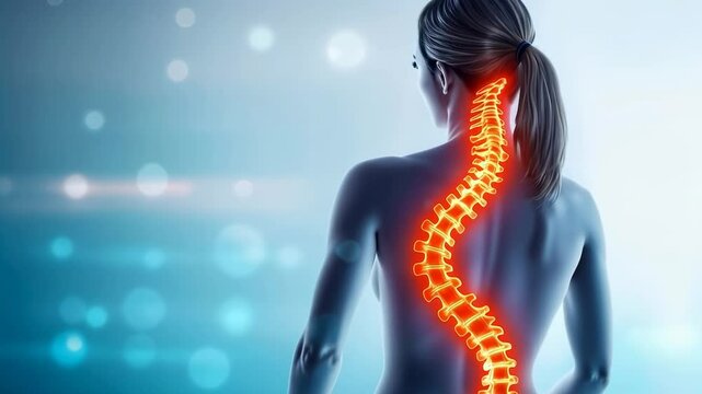 Medical demonstration of scoliosis from back angle showing spine deviation for awareness and orthopedic care