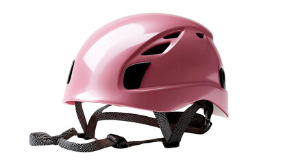 Fototapeta premium Pink Helmet: A close-up view of a vibrant pink helmet, designed for protection and safety during outdoor activities, showing its sturdy construction.