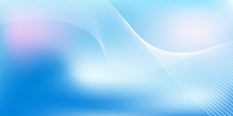 Abstract blue gradient background with shining lines waves.