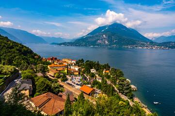 The village of Varenna, on Lake Como, photographed on a summer day. 
