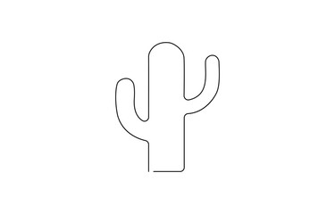 Continuous Line Drawing of Vector Cute Cactus Black and White Sketch House Plants Isolated on White Background, logo single hand drawn art doodle isolated minimal illustration.