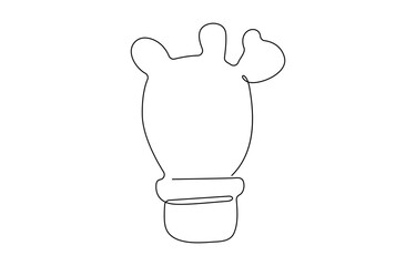 Continuous Line Drawing of Vector Cute Cactus Black and White Sketch House Plants Isolated on White Background, logo single hand drawn art doodle isolated minimal illustration.