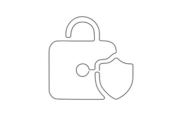 Pad lock Continuous one line drawing illustration, Continuous one line drawing of a padlock. Security concept vector illustration,  Drawing of security protection symbol.