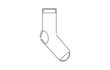Continuous line drawing of socks. Socks one line icon. One line drawing background, Christmas stocking drawn in one continuous line. One line drawing, minimalism. 