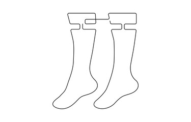 Continuous line drawing of socks. Socks one line icon. One line drawing background, Christmas stocking drawn in one continuous line. One line drawing, minimalism. 