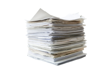 Pile of documents and papers transparent background