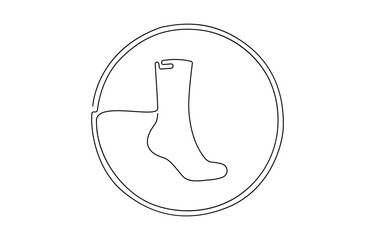 Continuous line drawing of socks. Socks one line icon. One line drawing background, Christmas stocking drawn in one continuous line. One line drawing, minimalism. 