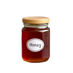 Honey jar product photography organic natural food sweetener golden liquid treat on transparent background
