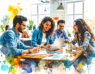 Young entrepreneurs working in modern startup space