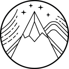 Mountain Peaks in Circle Vector