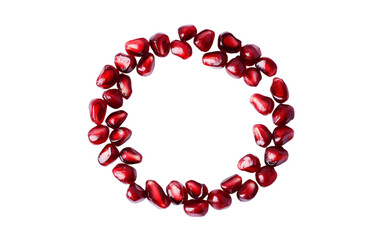 Obraz premium fresh red pomegranate seeds arranged on a transparent background isolated on transparent background