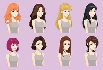vector illustration Woman hair style