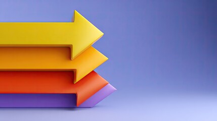 Colorful Arrows Pointing Right on a Soft Purple Background