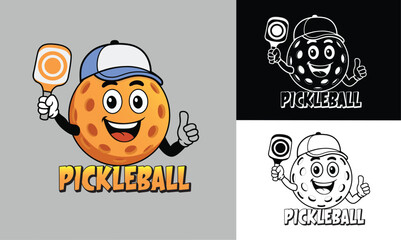 vector illustration pickle ball mascot and logo