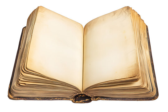 Antique open book showcases aged paper, perfect for adding vintage flair to graphic design projects or illustrating a sense of history or education.