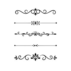 text dividers doodle set. Wedding decorative elements. Divider ornament, borders, floral, vintage line separators. Hand drawn vector illustration isolated on white background. Set page dividers.	