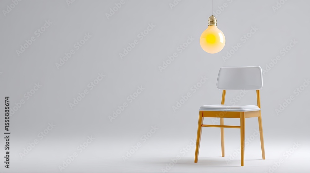 Aufkleber minimalistic chair and light bulb in a simple studio setting