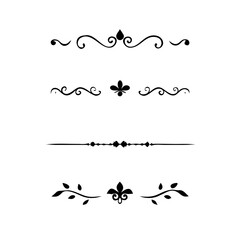 text dividers doodle set. Wedding decorative elements. Divider ornament, borders, floral, vintage line separators. Hand drawn vector illustration isolated on white background. Set page dividers.	