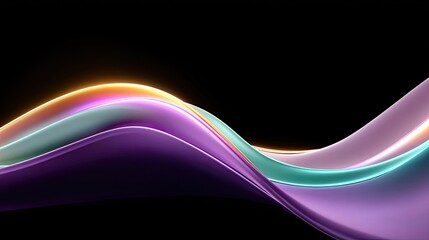 Colorful Flowing Waves on Dark Background in Abstract Design