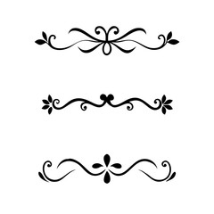 text dividers doodle set. Wedding decorative elements. Divider ornament, borders, floral, vintage line separators. Hand drawn vector illustration isolated on white background. Set page dividers.	