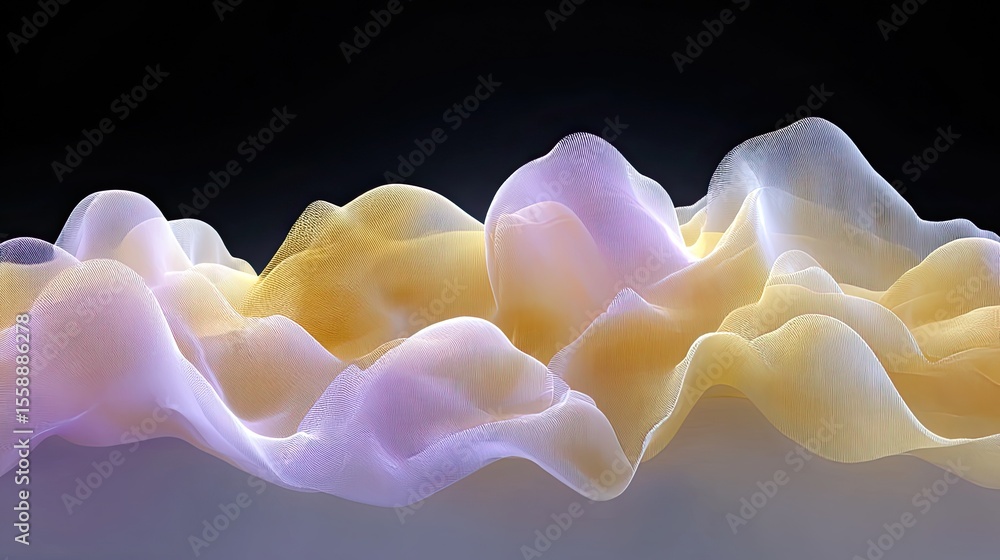 Poster abstract flowing waves of soft colors creating ethereal background