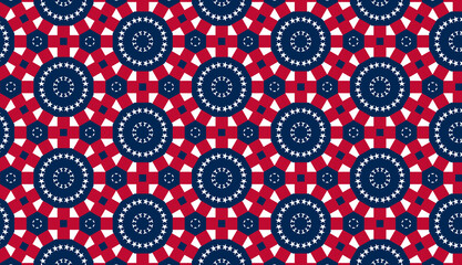 American Flag Colored Pattern with Repeating Stars and Horizontal Stripes for 4th of July Celebration, Ideal for Banners, Web Backgrounds, and Print Media