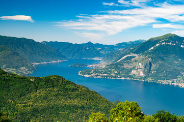 Panorama of Lake Como, with Tremezzina, Villa Balbianello, a glimpse of Lake Lugano, photographed from Alpe Tedoldo.
