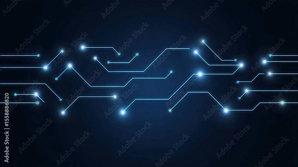 Poster futuristic abstract circuit pattern with glowing lines and dots