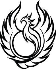 Phoenix Bird Tribal Line Vector