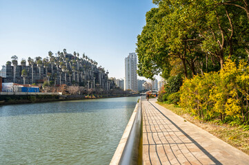 A amazing architectural masterpiece,  Tian an 1000 trees building complex, located on the banks of...