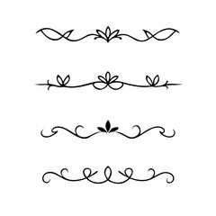 Gold text dividers doodle set. Wedding decorative elements. Divider ornament, borders, floral, vintage line separators. Hand drawn vector illustration isolated on white background. Set page dividers.
