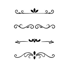 Gold text dividers doodle set. Wedding decorative elements. Divider ornament, borders, floral, vintage line separators. Hand drawn vector illustration isolated on white background. Set page dividers.
