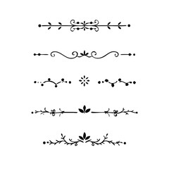 Gold text dividers doodle set. Wedding decorative elements. Divider ornament, borders, floral, vintage line separators. Hand drawn vector illustration isolated on white background. Set page dividers.
