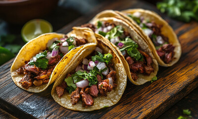 Tacos de Cachete - Tacos filled with tender beef cheek meat.