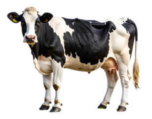  Realistic Dairy Cow Standing Sideways in Pasture Pose, isolated on transparent background PNG