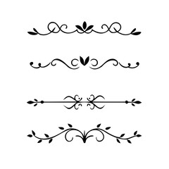 Gold text dividers doodle set. Wedding decorative elements. Divider ornament, borders, floral, vintage line separators. Hand drawn vector illustration isolated on white background. Set page dividers.
