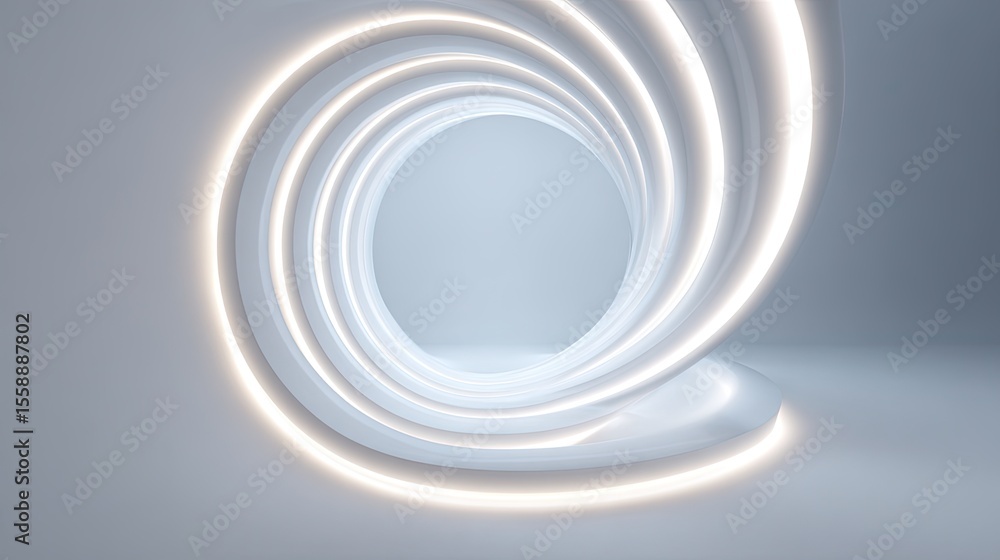 Aufkleber abstract circular tunnel with soft light in smooth white background