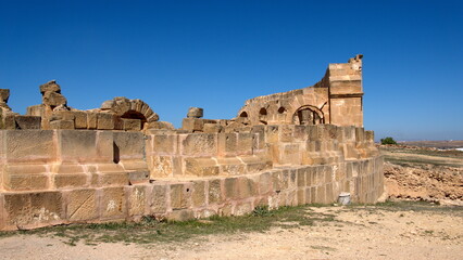 Outer wall of the amphitheater at Oudna, Tunisia