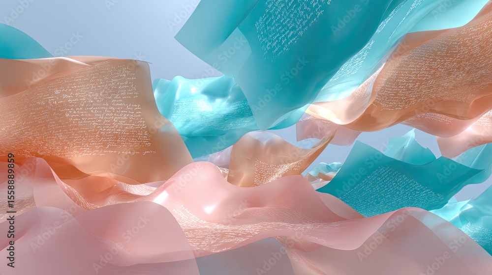 Poster abstract flowing textures in soft colors with light effects